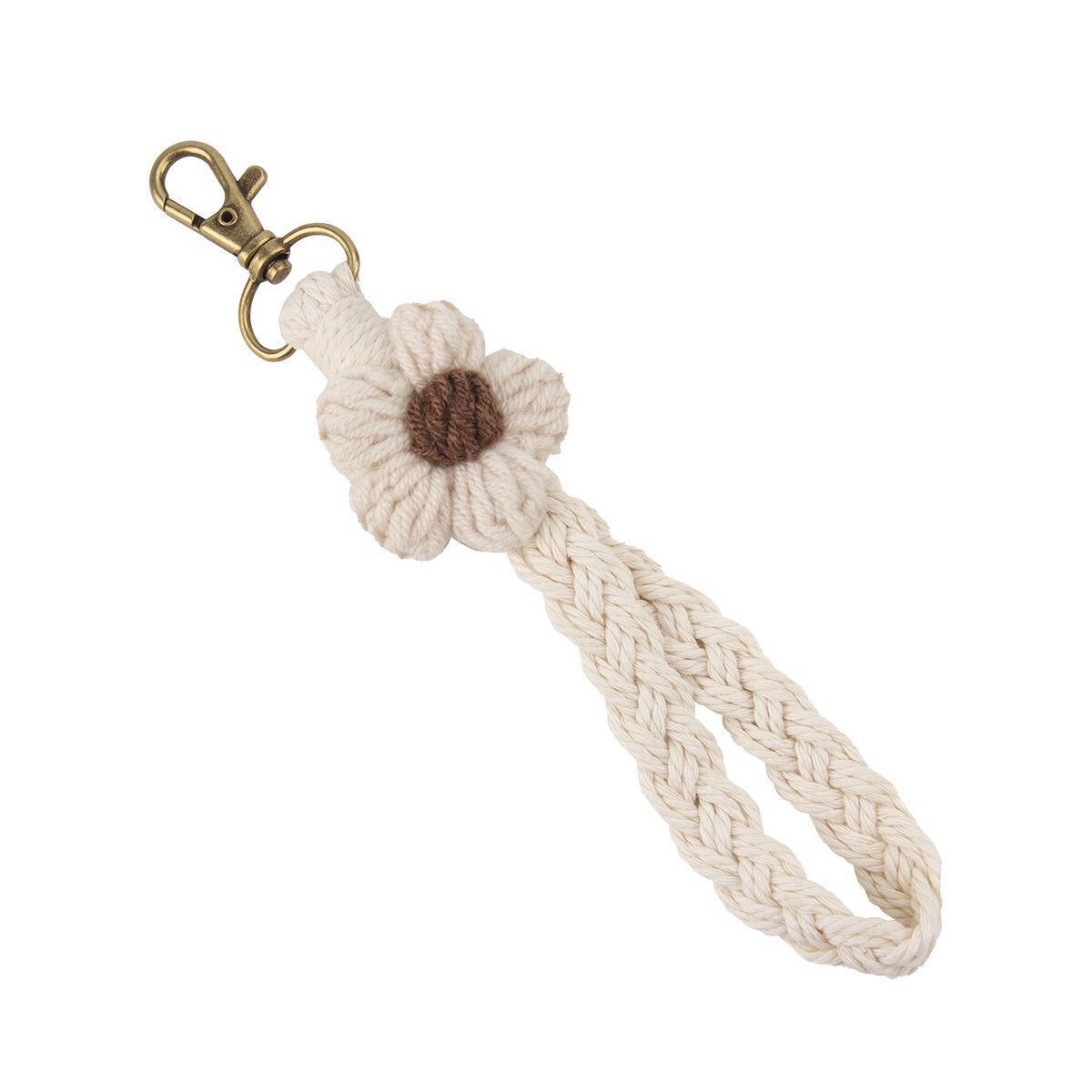 Wholesale Flower Handmade Woven Cotton Rope Keychains